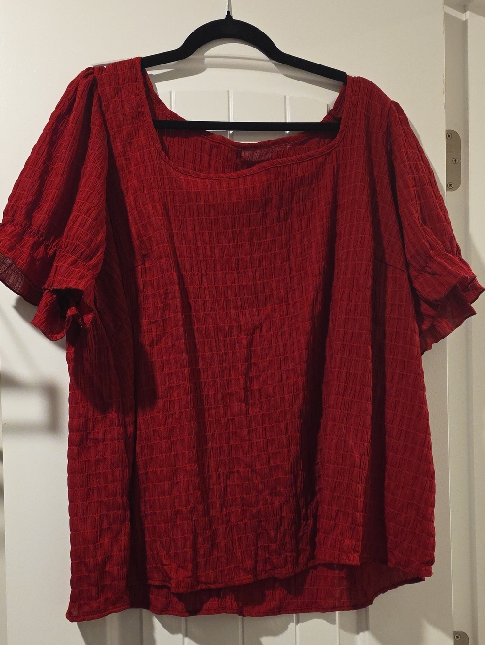 Women’s Red Textured Short Sleeve Top - Picture 1 of 1